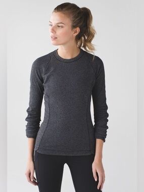Lululemon Runderful Long Sleeve Herringbone Black 12 NWT